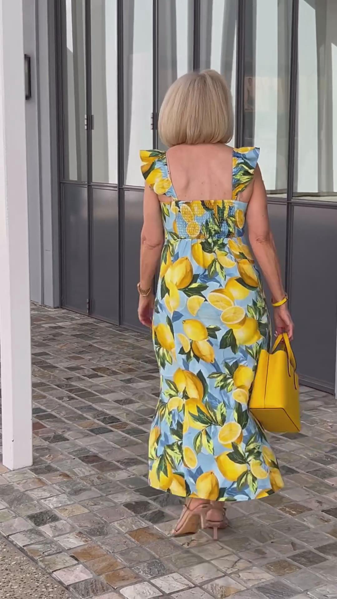 đOversized lemon print tunic dress