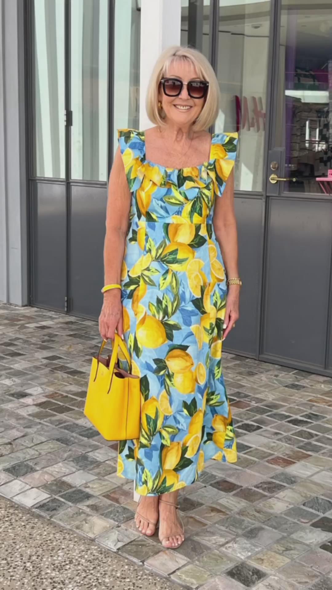 đOversized lemon print tunic dress