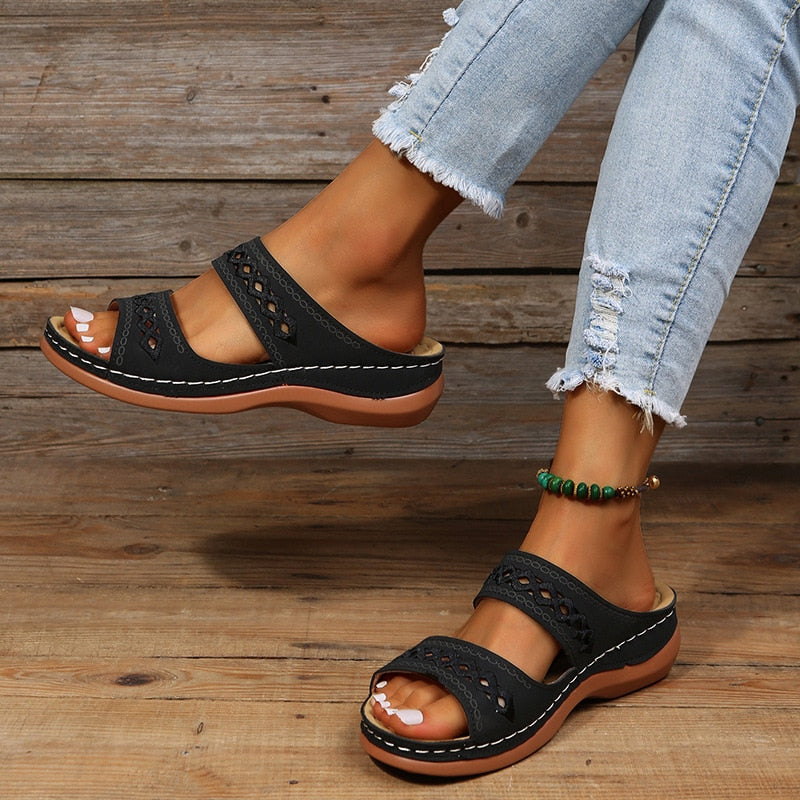 Retro Arch Support Ortopediska Wedge Sandaler