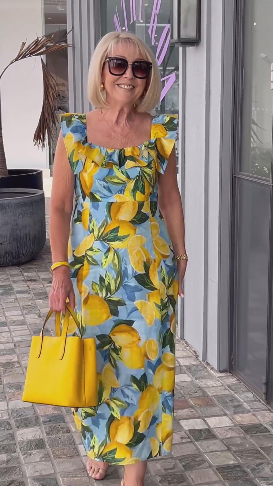 đOversized lemon print tunic dress