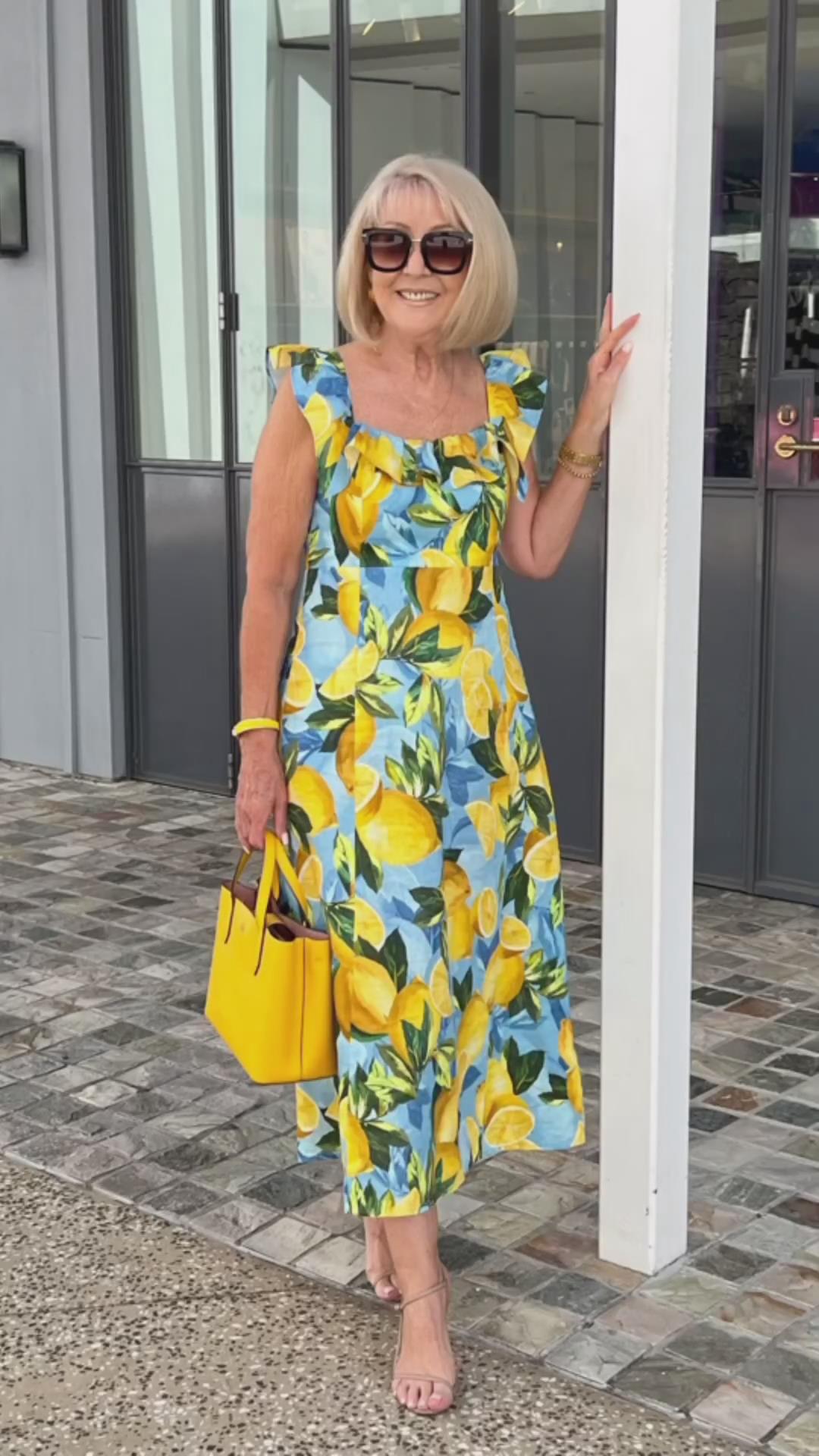đOversized lemon print tunic dress