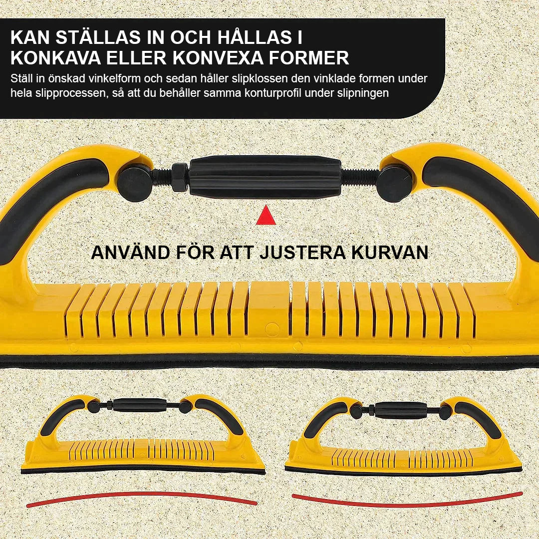 Handslipblock med justerbar radie flexibel långbräda
