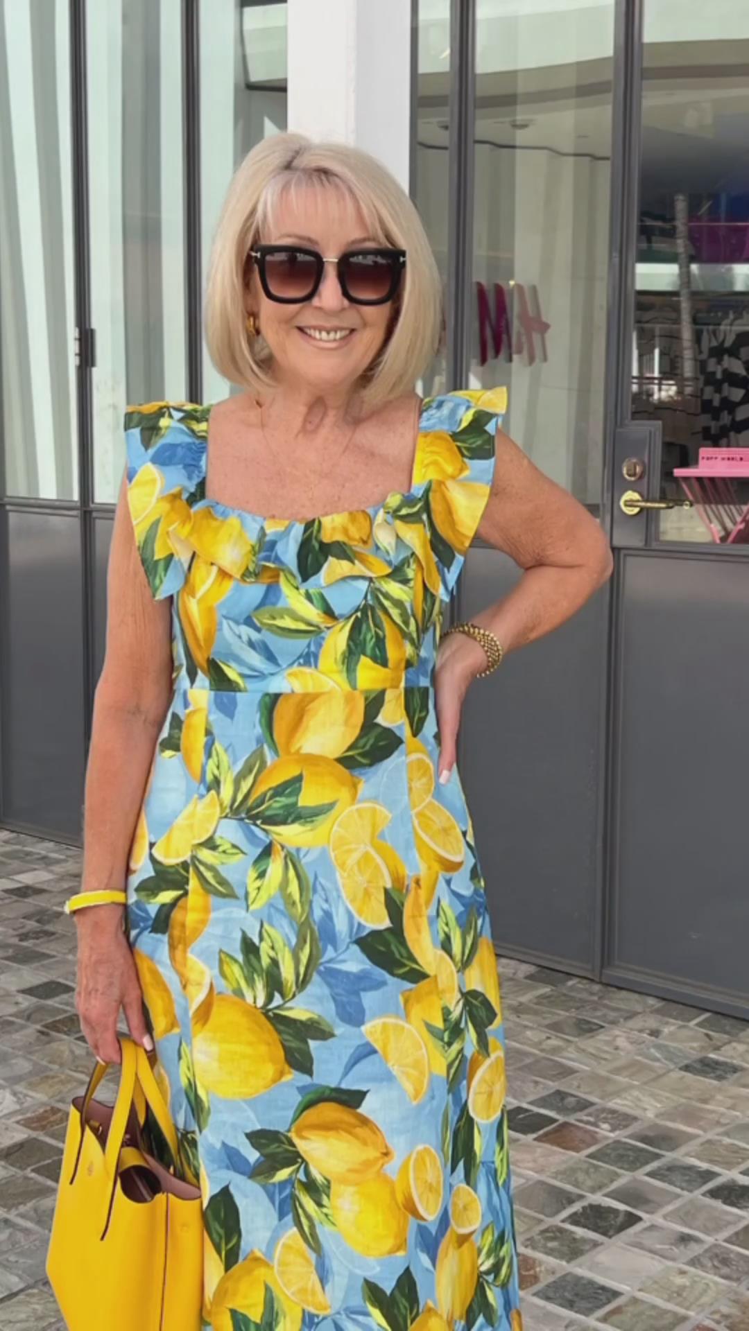 đOversized lemon print tunic dress