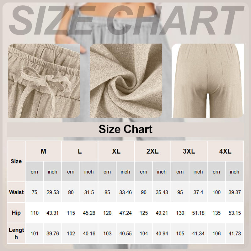 đ„ Plus Size Dambyxor i enfĂ€rgad sommarbyxa med vida ben