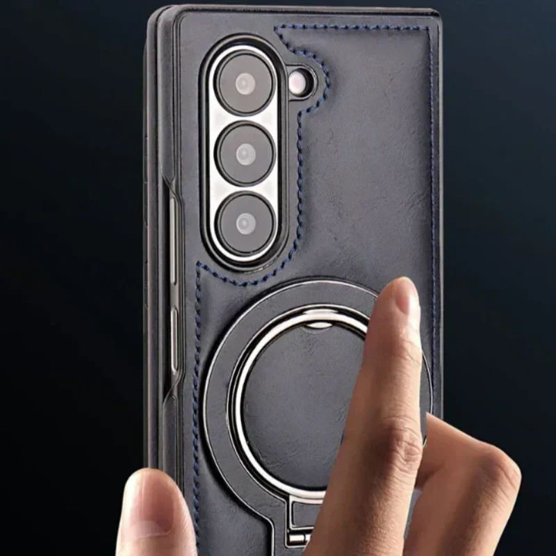 Högkvalitativ magnetisk mobilskal i PU-läder med stativ för Samsung Fold 3/4/5/6