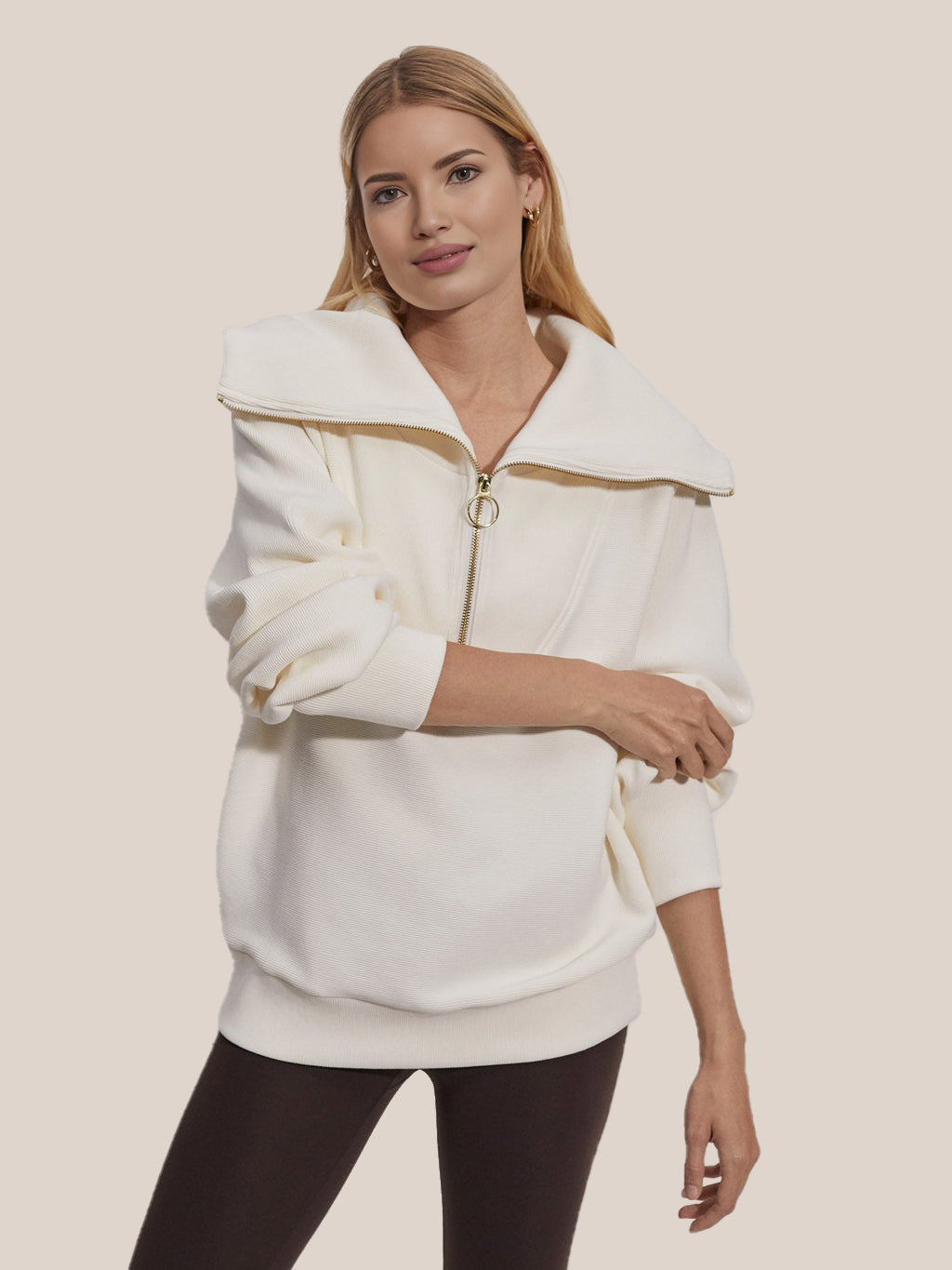 Pullover med halv dragkedja