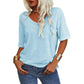 Camiseta de Cuello en V de Color Liso para Mujer