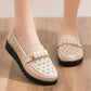 Zapatos de cuero transpirables sin cordones con suela suave para mujer.