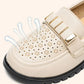 Zapatos de cuero transpirables sin cordones con suela suave para mujer.