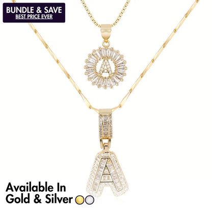 💖Paquete de 2 collares con colgante de inicial