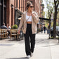 【Pantalones Holgados Cintura Alta】 Pantalones Rectos Versátiles para Mujer - Tejido Elástico Cómodo + Bolsillos Prácticos - Ideal para Trabajo, Paseos y Casa! ✨