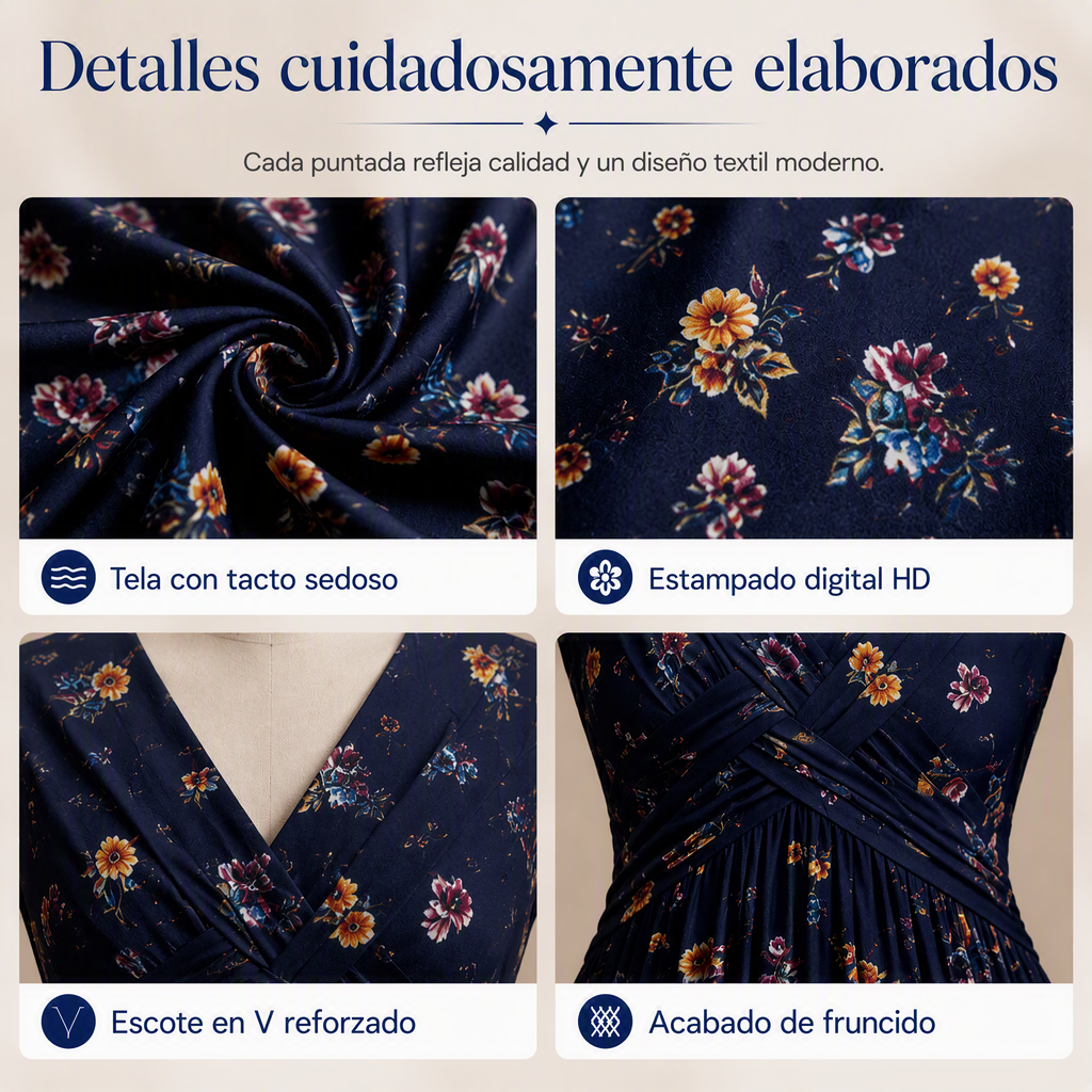 👗🔥 ¡OFERTA 50% OFF! Vestido Floral de Mujer con Escote en V – Elegante, Favorecedor y Perfecto para Cualquier Ocasión ✨