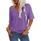 Camiseta de Cuello en V de Color Liso para Mujer