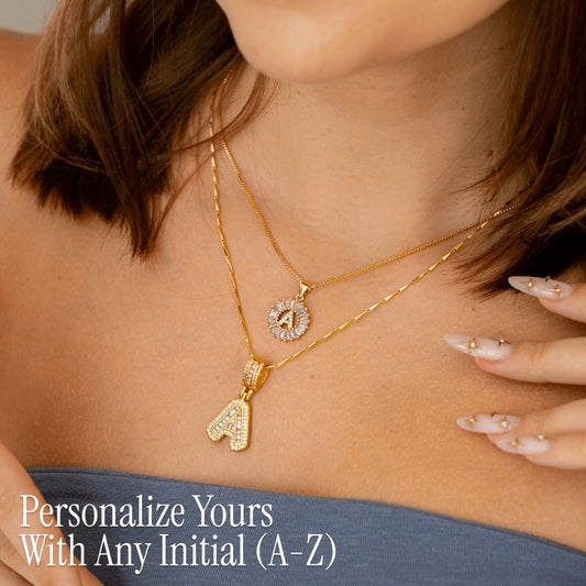 💖Paquete de 2 collares con colgante de inicial