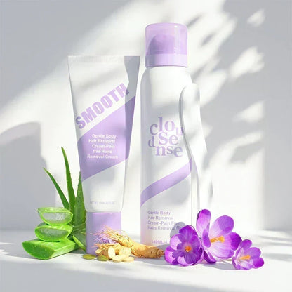 🧴Imprescindible del verano🤩¡Ahora con un 50% de descuento! 💖Dúo de cremas depilatorias suaves e indoloras para pieles sensibles. ¡Dile adiós al vello no deseado sin dolor!👋