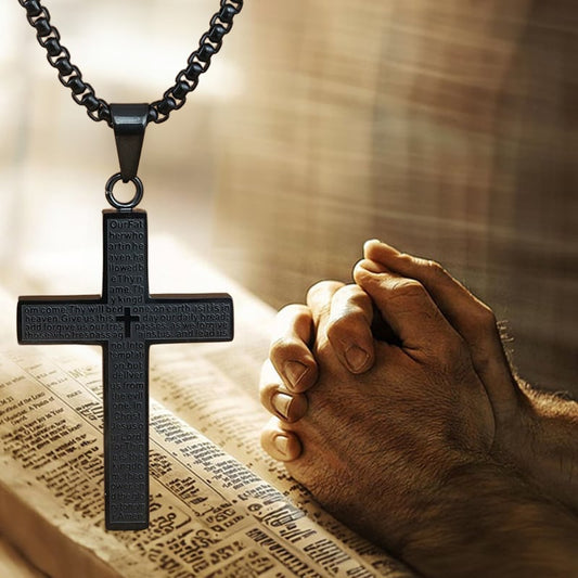 ✝️ Collar con cruz con garabatos del Padrenuestro – Símbolo de fe y devoción (Compra 1 y llévate 1 gratis)