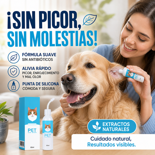🐶🐱 Limpiador de oídos, alivia la picazón en perros y gatos.
