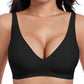 💕 Sujetadores sin aros cómodos para mujer de Jelly Wireless: sujetadores push-up, sujetadores sin costuras para camisetas y sujetadores de escote en V profundo para el día a día