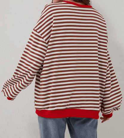 RANDIG LÅNGÄRMAD PULLOVER I OVERSIZED-MODELL FÖR KVINNOR