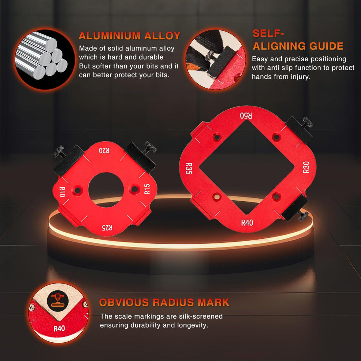 4 i 1 bågvinkelpositioneringsmall av aluminiumlegering