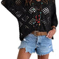 🔥Oferta especial: Blusas de punto estilo boho para mujer con cuello en V y diseño calado.