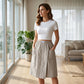 Falda-pantalón cruzada informal de cintura elástica para mujer