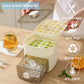 🔥Oferta de verano 50 % de descuento🧊 Fabricador de hielo portátil con tapa y caja de almacenamiento (48 cubos)