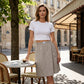 Falda-pantalón cruzada informal de cintura elástica para mujer