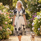 🌺👗 Vestido Midi con Escote V y Estampado Botánico – Moderno y Femenino 💖