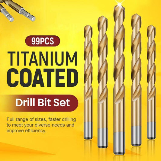 💎🔩 Set 99 Piezas Brocas Titanio – Factory Outlet, Corte Rápido y Duración Extrema para Metal y Madera 🏭🔥
