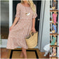 Vestido Midi con Cuello Redondo y Estampado de Lunares