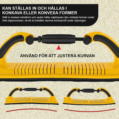 Handslipblock med justerbar radie flexibel långbräda