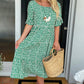 Vestido Midi con Cuello Redondo y Estampado de Lunares