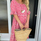 Vestido Midi con Cuello Redondo y Estampado de Lunares