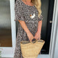 Vestido Midi con Cuello Redondo y Estampado de Lunares