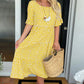 Vestido Midi con Cuello Redondo y Estampado de Lunares