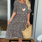 Vestido Midi con Cuello Redondo y Estampado de Lunares