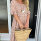 Vestido Midi con Cuello Redondo y Estampado de Lunares
