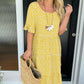 Vestido Midi con Cuello Redondo y Estampado de Lunares