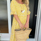Vestido Midi con Cuello Redondo y Estampado de Lunares