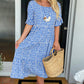 Vestido Midi con Cuello Redondo y Estampado de Lunares