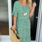 Vestido Midi con Cuello Redondo y Estampado de Lunares