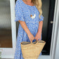 Vestido Midi con Cuello Redondo y Estampado de Lunares