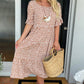 Vestido Midi con Cuello Redondo y Estampado de Lunares