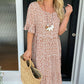 Vestido Midi con Cuello Redondo y Estampado de Lunares
