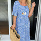 Vestido Midi con Cuello Redondo y Estampado de Lunares