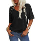 Camiseta de Cuello en V de Color Liso para Mujer