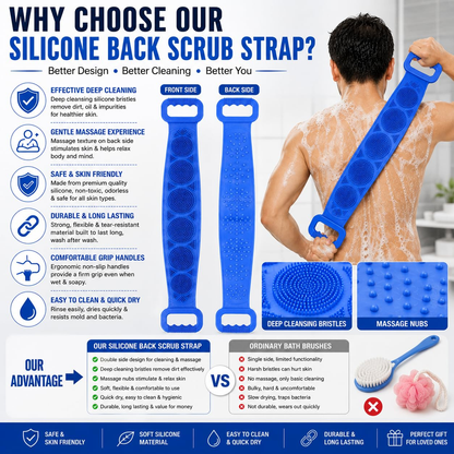🧼 Cepillo de Silicona para Espalda de Doble Cara – Exfoliante Corporal para Baño con Cerdas Suaves de Silicona