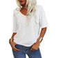 Camiseta de Cuello en V de Color Liso para Mujer