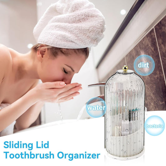 👀💧 Estuche Dental Deslizante Transparente – Base Desmontable, Material Libre de BPA y Fácil de Lavar, Ideal para Baños Pequeños y Dormitorios Universitarios 🎓🛁